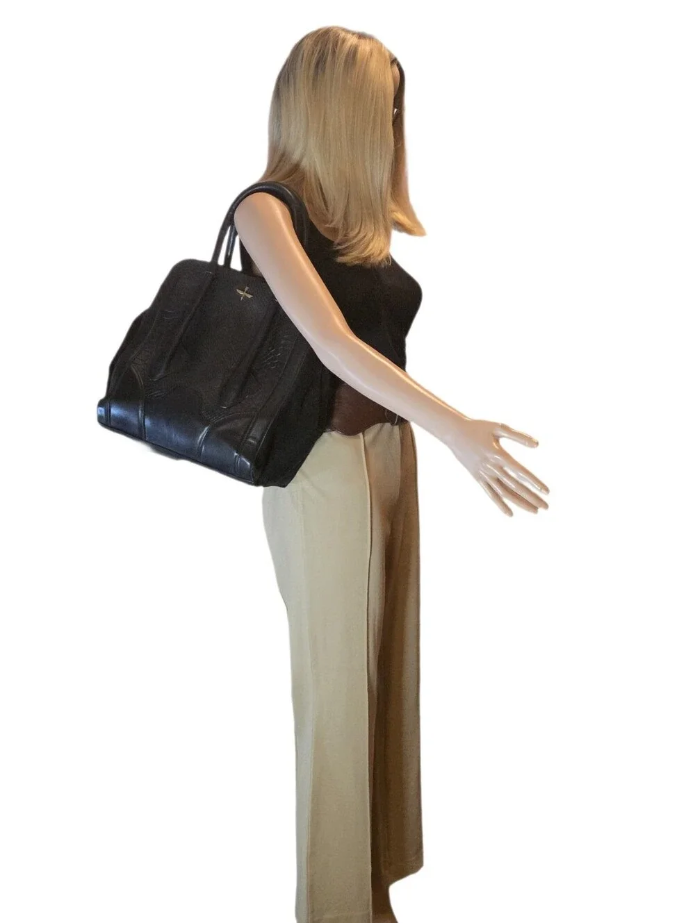 Pour La Victoire Black Leather & Nubuck Butler Large Tote Bag